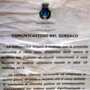 Pizzoli, il sindaco D'Andrea ritira le dimissioni