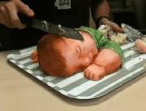 Creepy Baby Cake Cutting Creepy Baby Cake Cutting