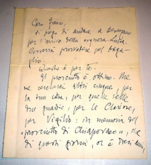 Una delle lettere ritrovate di Gabriele D'Annunzio
