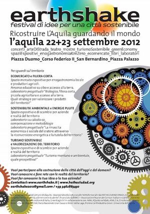 EARTH SHAKE a L'Aquila il 22 e 23 settembre il "Festival d'idee per una città sostenibile"