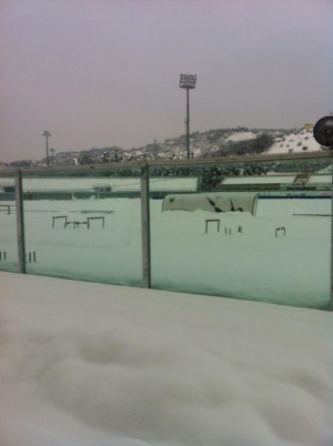 La neve all'interno dello Stadio Angelini di Chieti 