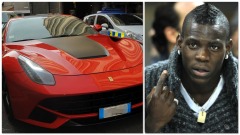 Balotelli sulla sua Ferrari