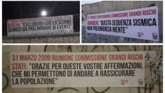 Striscioni su anniversario Grandi Rischi