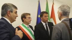 Il presidente del Consiglio, Matteo Renzi - firma del Masterplan Abruzzo all'Aquila