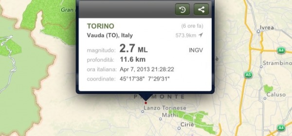 Scossa terremoto provincia di Torino