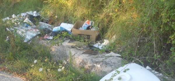 Uno dei tanti accumuli di immondizia lungo la strada Madonna della Vittoria