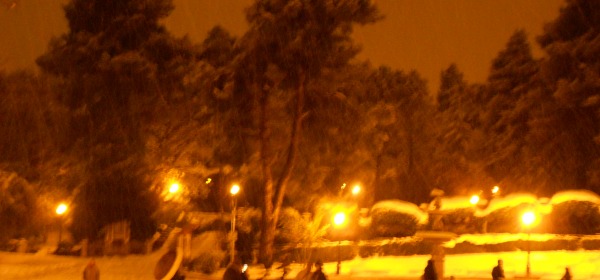 La villa comunale di Chieti ricoperta di neve