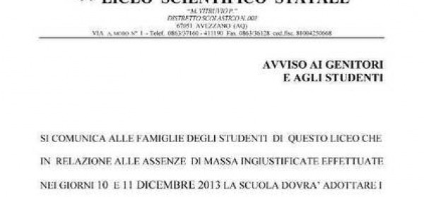 L'avviso del Liceo Scientifico "Pollione"