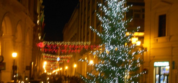 L'abete in piazza Valignani e, sullo sfondo, corso Marrucino