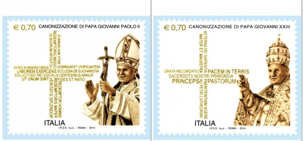 Francobolli Canonizzazione Roma 2014