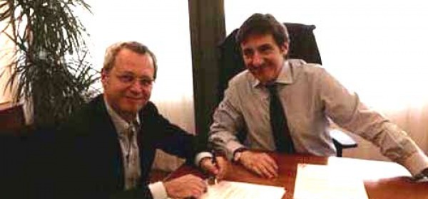 Urbano Cairo e Enrico Mentana firmano il contratto