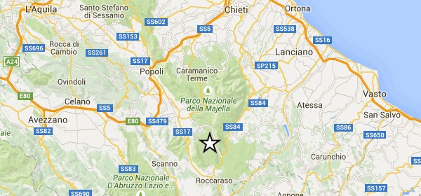 mappa scossa sismica