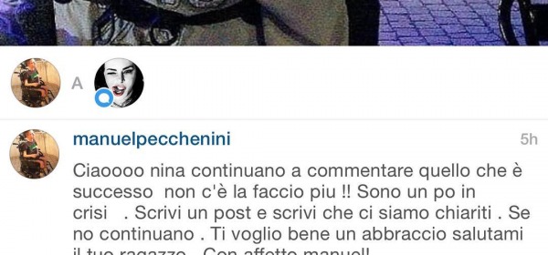 Nina Moric Chiarimento instagram