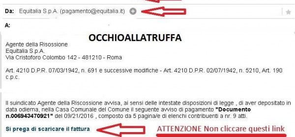 Truffa su avvisi di pagamento di Equitalia