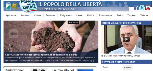 L'home page del sito del Pdl