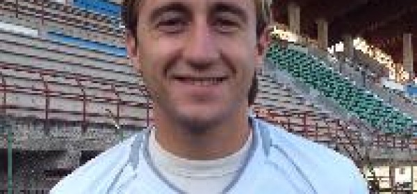 Il centrocampista biancazzurro Marco Granaiola