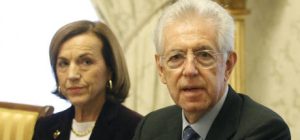 Il premier Monti con il ministro Fornero