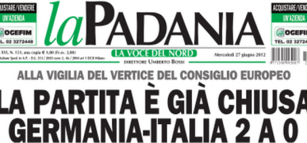 Prima pagina "La Padania"