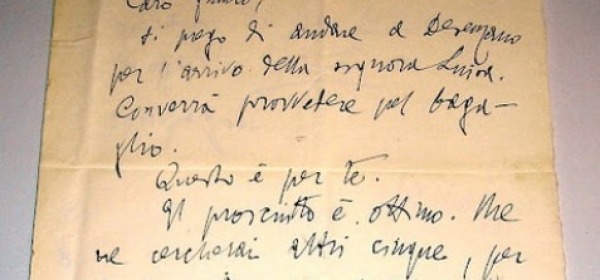 Una delle lettere ritrovate di Gabriele D'Annunzio