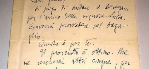 Una delle lettere ritrovate di Gabriele D'Annunzio