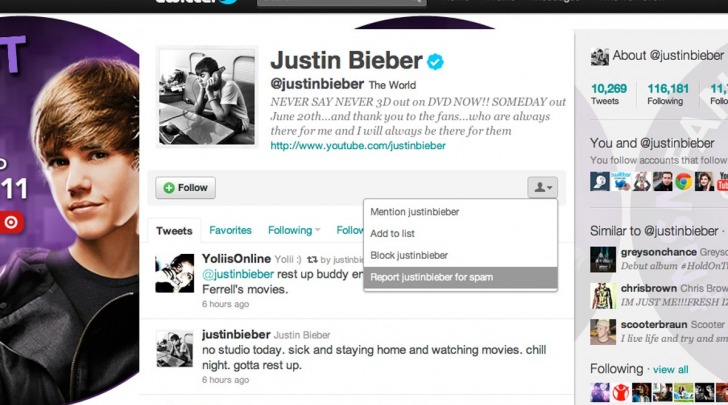 Twitter Justin Bieber