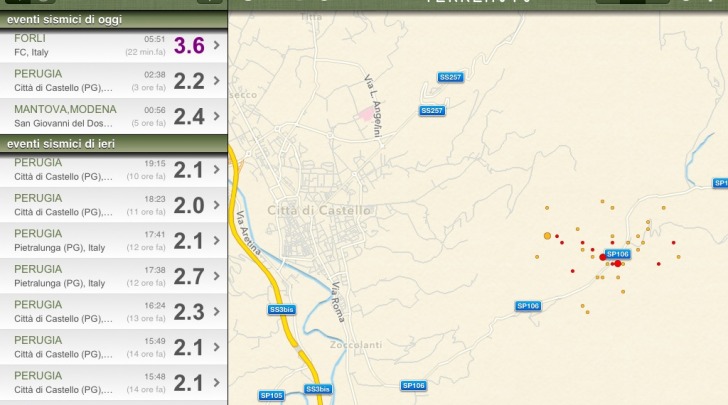 Sciame sismico Città di Castello