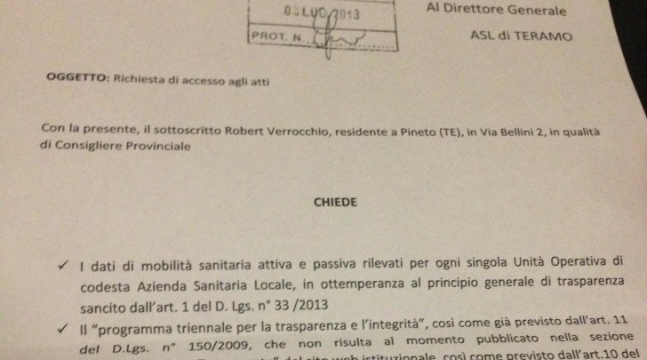 La richiesta di accesso agli atti presentata da Verrocchio