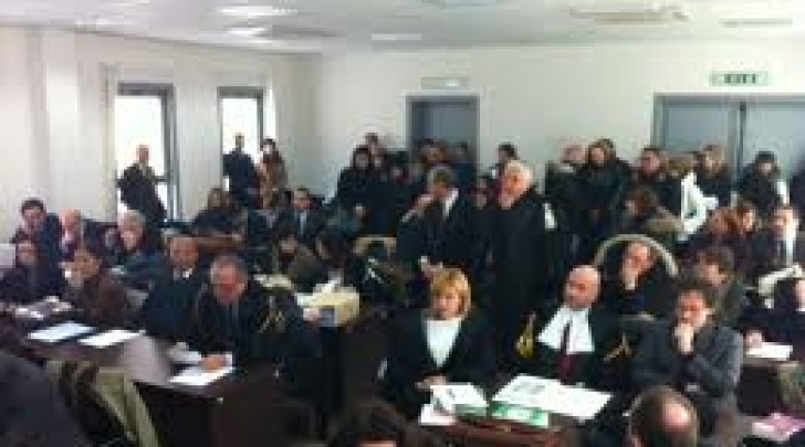 Gli avvocati durante il dibattimento del Processo Grandi Rischi