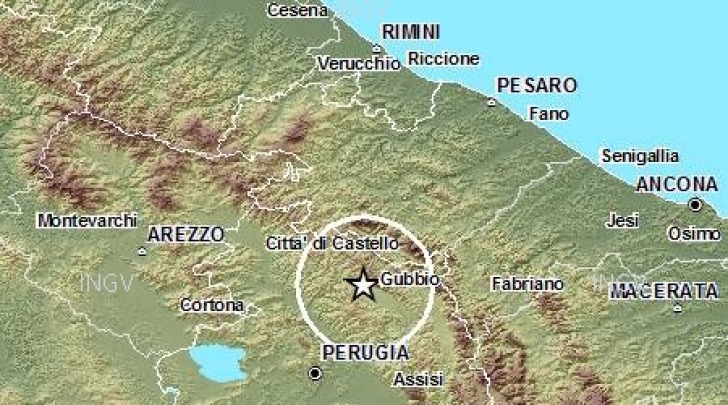 Scossa sismica distretto Gubbio