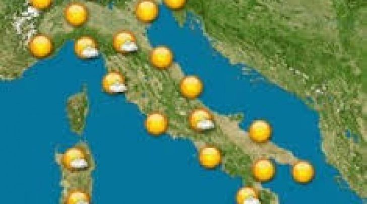 cartina meteo- sole su tutta penisola