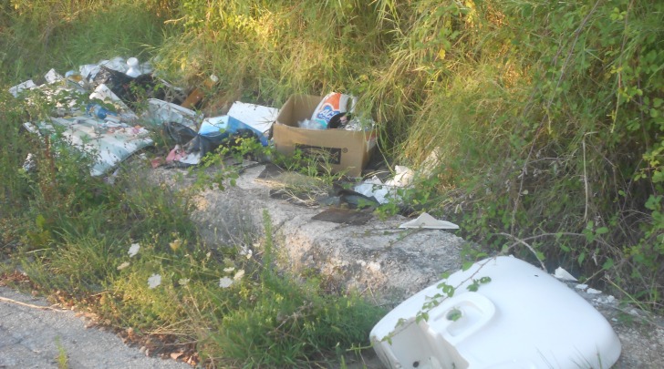 Uno dei tanti accumuli di immondizia lungo la strada Madonna della Vittoria