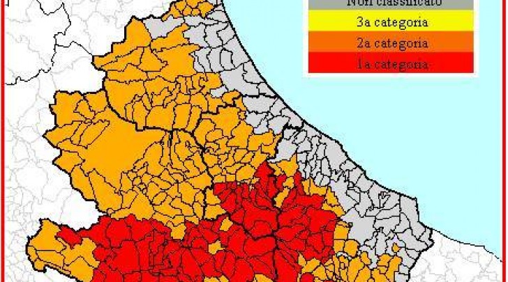 La mappa del rischio sismico in abruzzo