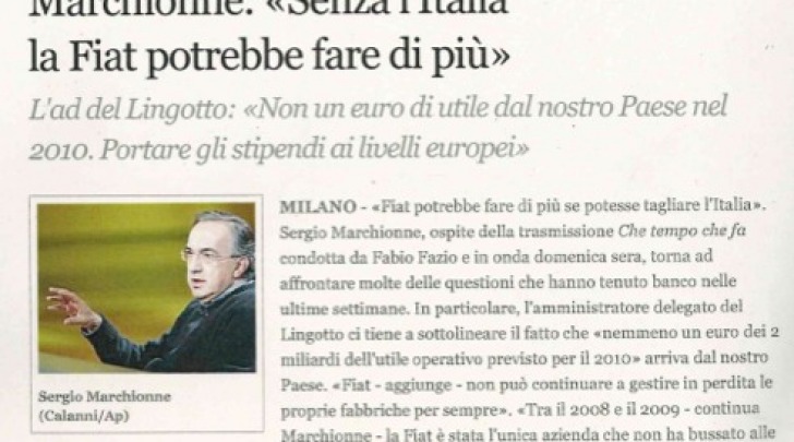 Articolo Marchionne