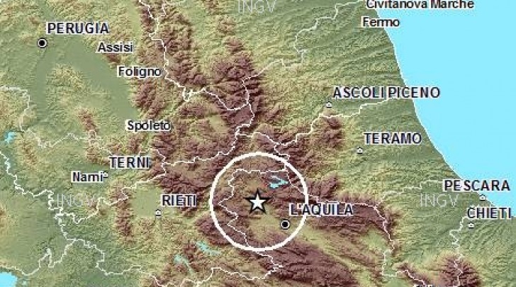 mappa scossa sismica