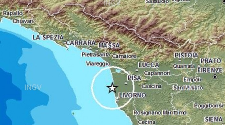 mappa scossa sismica Toscana