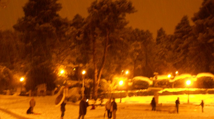 La villa comunale di Chieti ricoperta di neve