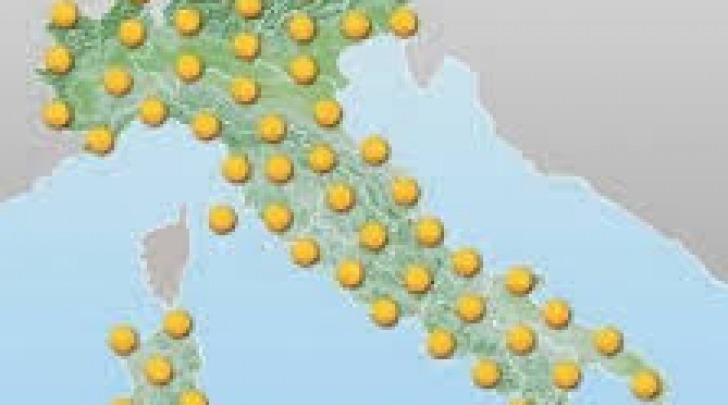 cartina meteo- sole su tutta penisola