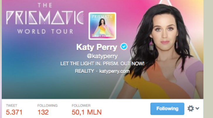 Katy Perry 50 milioni di followers