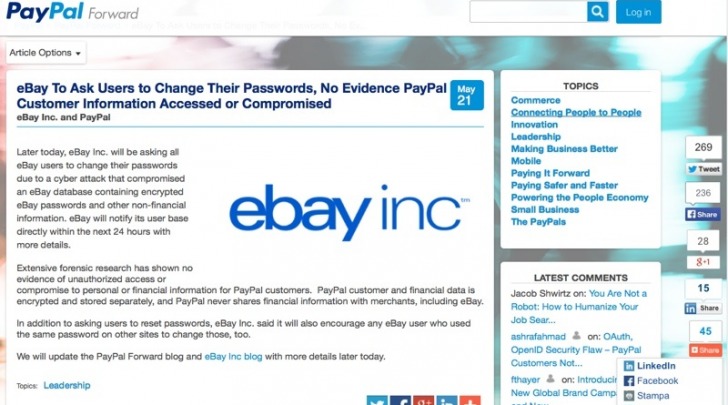 Ebay violato