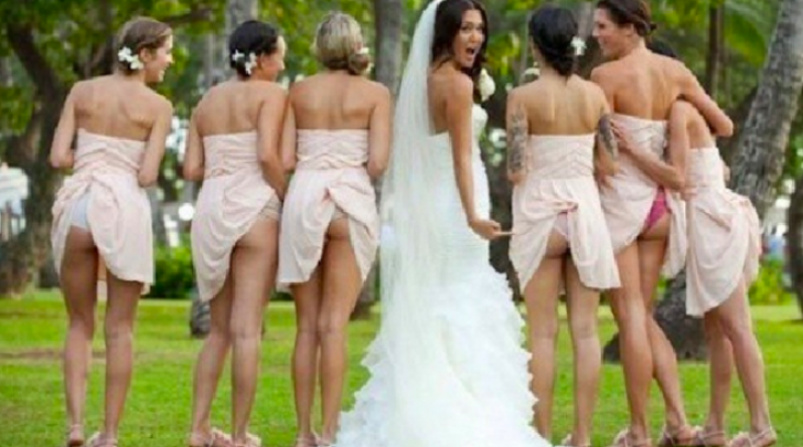 Bridesmaids mooning