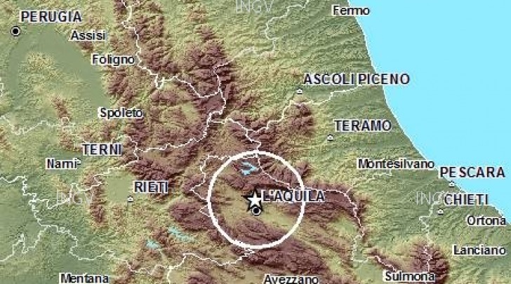 mappa scossa sismica