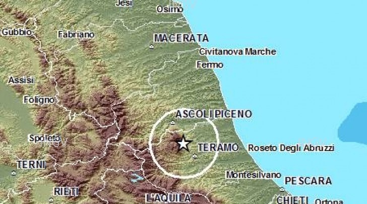 mappa scossa sismica