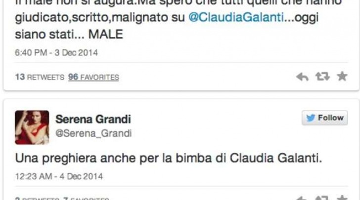 Tweet Gabriele Parpiglia su Claudia Galanti