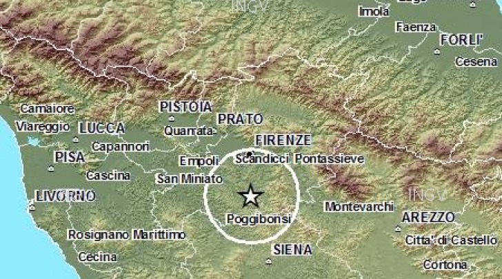 mappa scossa sismica