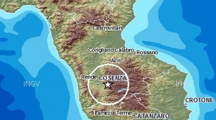mappa scossa Calabria