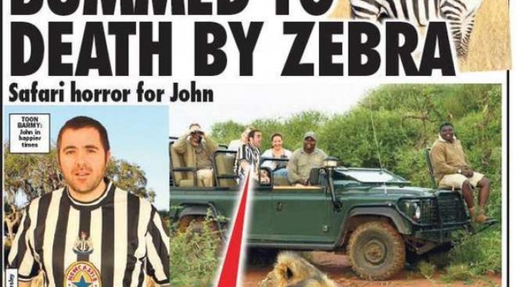 Ucciso da una zebra (Sunday Sport)