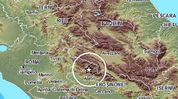 mappa scossa sismica