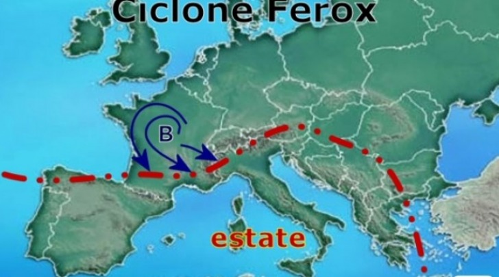 Cartina meteo ciclone Ferox