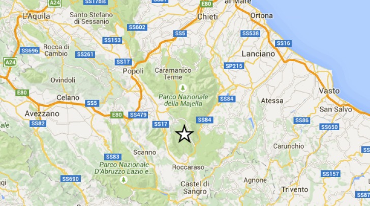 mappa scossa sismica