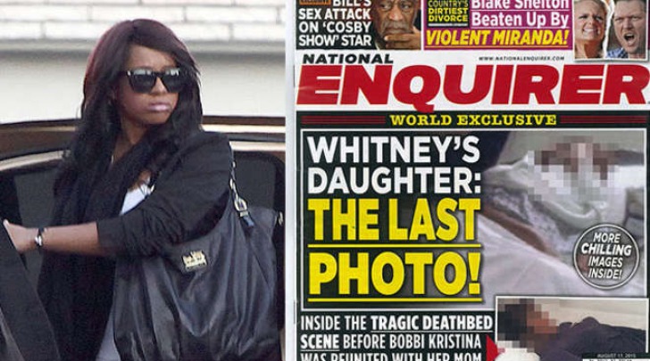 La foto di Bobbi Kristina sul letto di morte in copertina sul National Enquirer